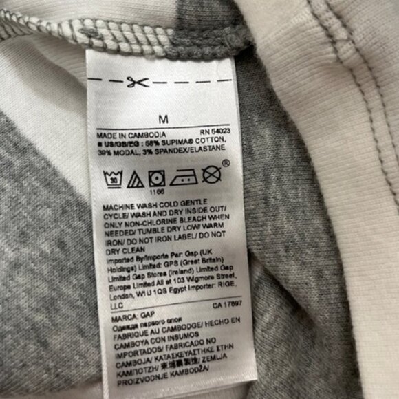 GAP Women The Modern Tee Gray & White Striped Long Sleeve Crewneck Supima Cotton - Picture 8 of 9